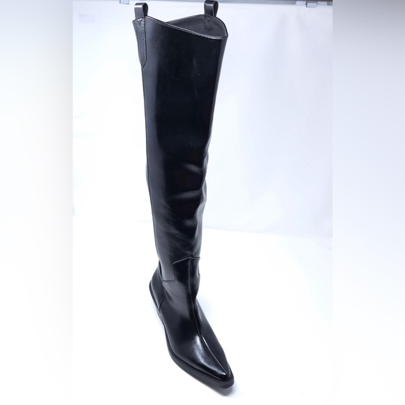Wild Pair Luelap Boots Black Faux Leather Western Knee High - Picture 4 of 11